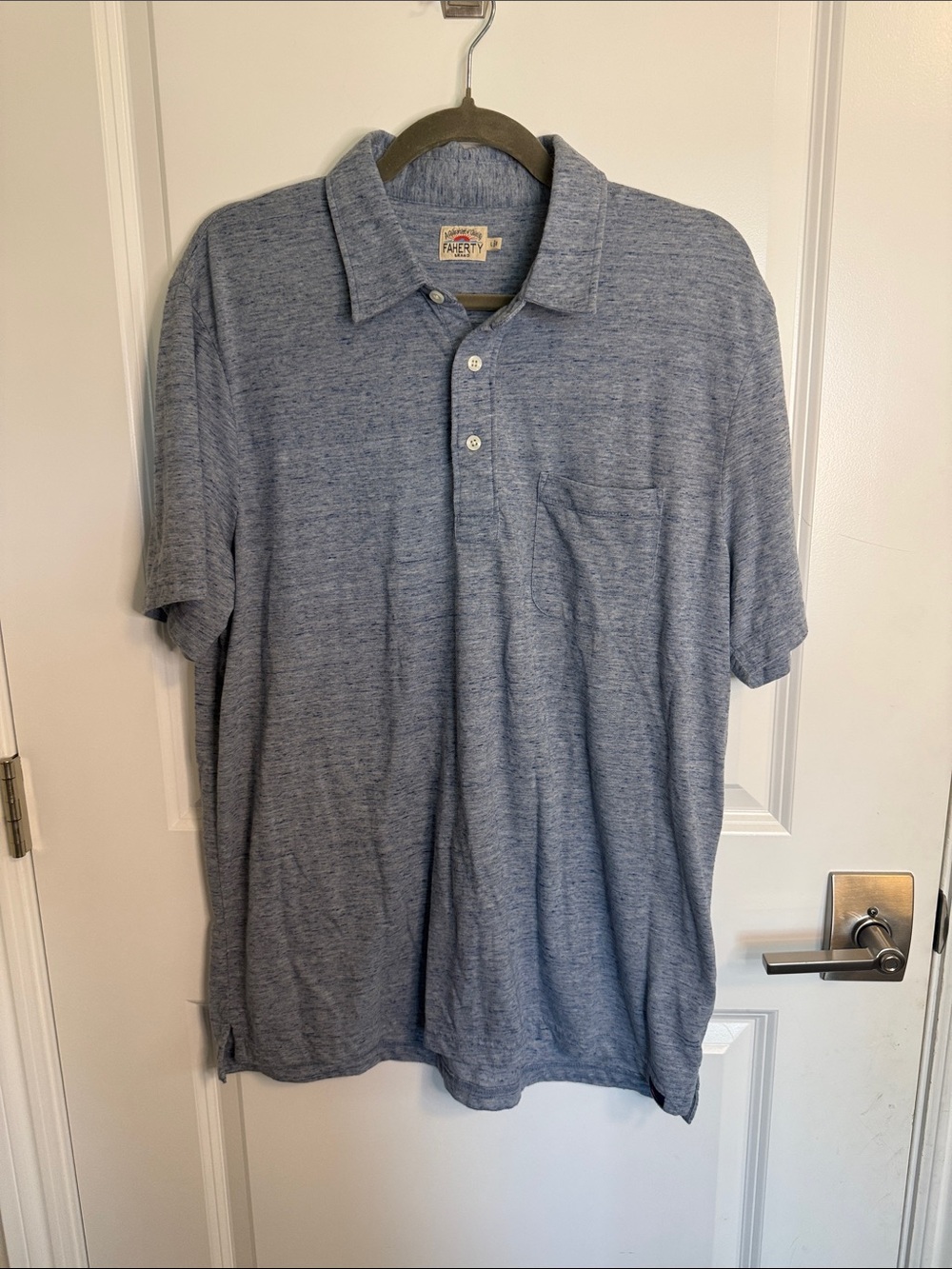 Faherty Light Heather Blue Short Sleeve Polo
